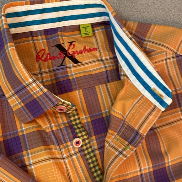 Robert Graham X - short sleeve plaid shirt. Size L - Picture 11 of 11